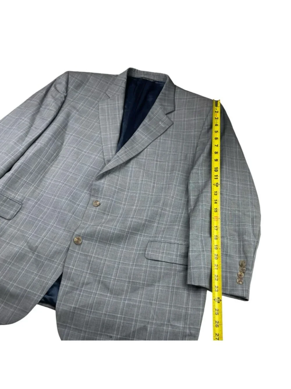 Jack Victor Men's Luxor 100% Wool 2-Button Blazer Gray/Blue Plaid • 52R